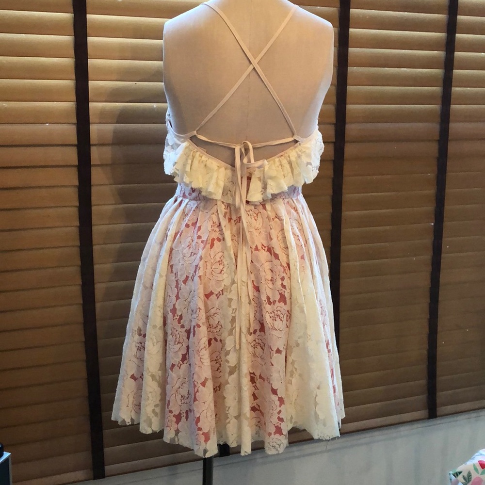 Gorgeous Chelsea & Violet Cream &Coral Lace Dress - Picture 3 of 7